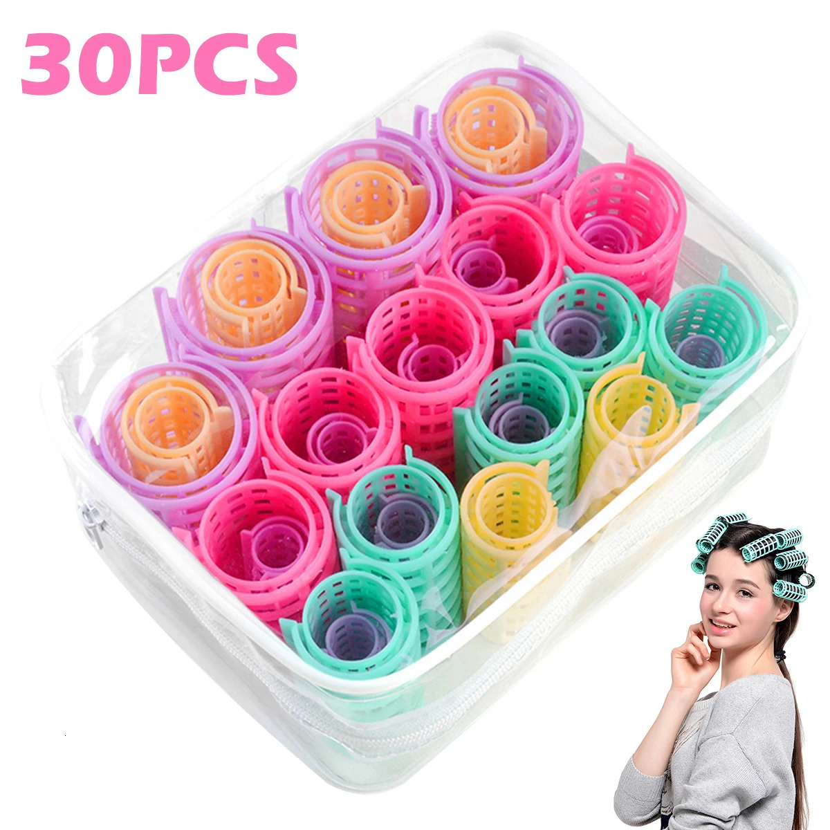 30Pcs Hair Roller Sets Self Holding Hairdressing Curlers DIY Curly Hairstyle Tool Lightweight Hair Rollers for Women Hair Curler 250207