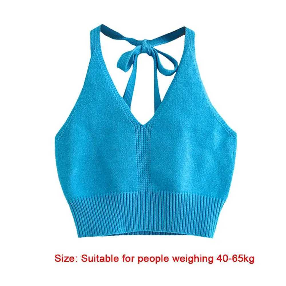 Short Knitted Crop Tops New Knitted High Stretch Sexy Tank Top Soft Sveless Strap Vest WomenXJ250212