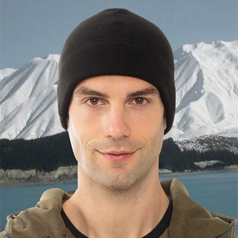 Mens Polar Fleece Cap Winter Warm Outdoor Sports Skiing Cycling Hat Windproof Soft Beanie Cap Wen Ski Bike Hat X250212