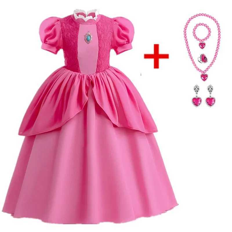 Girls Peach Princess Dress Game Role Playing Cosplay Costume Birthday Par Stage Performace Outfits Kids Carnival Fancy ClothesXJ250117