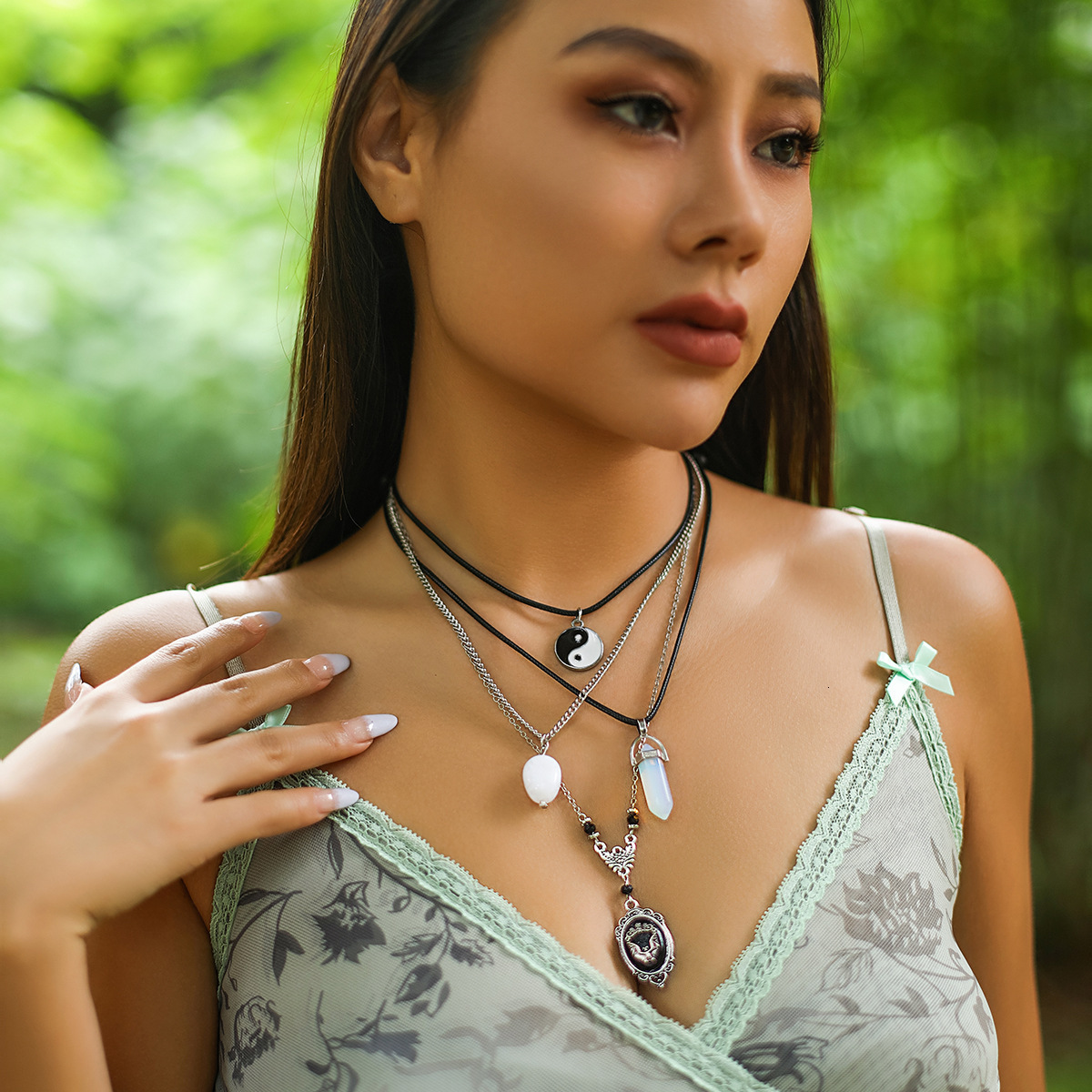 fashion Dark Bat Wings Female Stacked Personalized Alloy Woman Set designer Necklace Accessories
