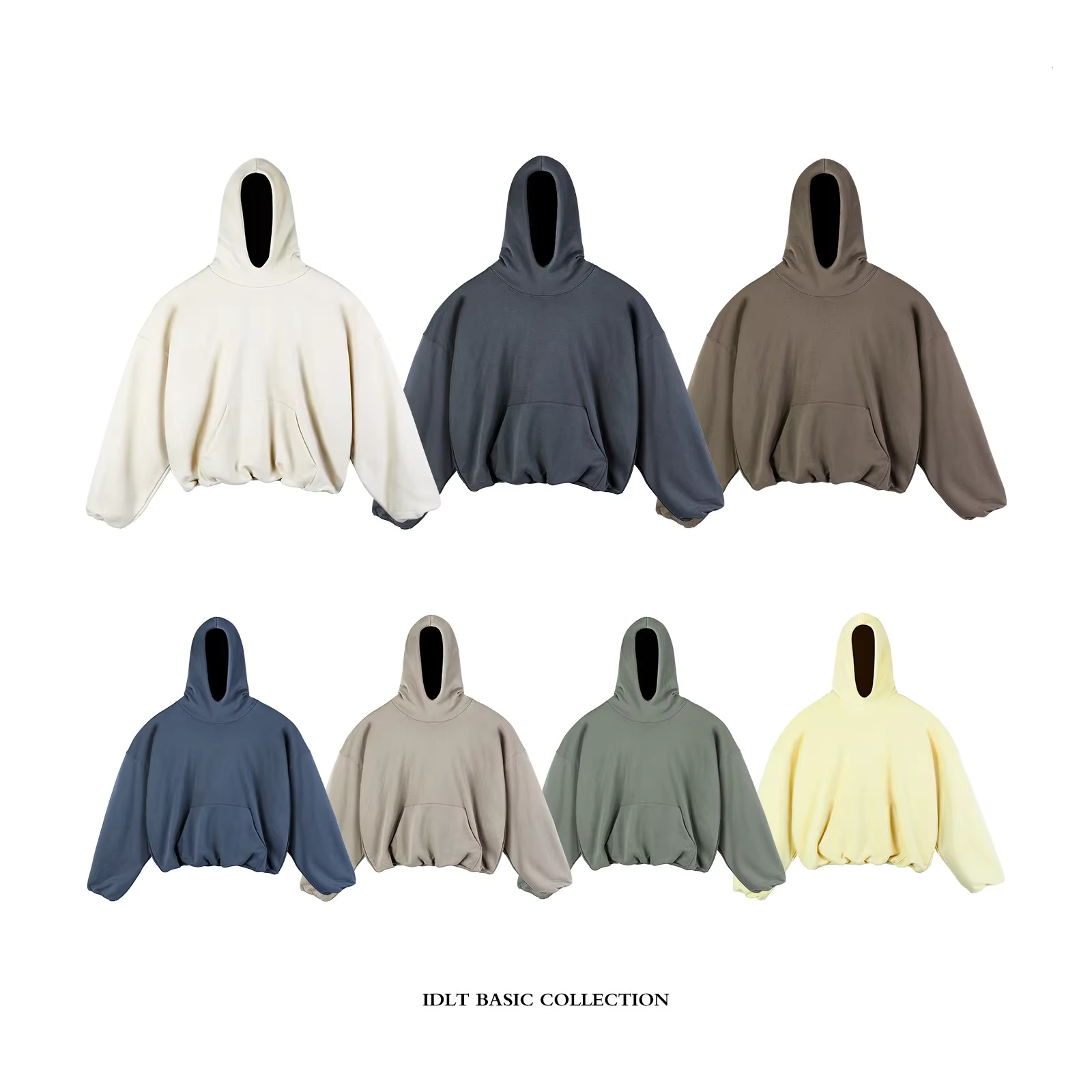 Cotton Fleece Long-Sleeved Jumper Loose Double Hoodie Sweater Men's And Women's Street Style INS Hem Tightening Sweatshirts