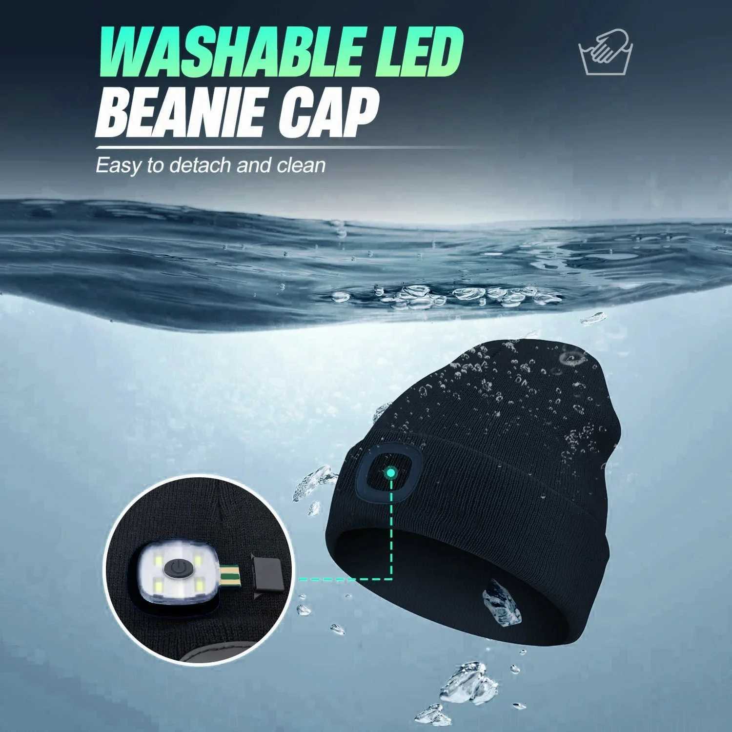 2 Pack Unisex Beanie with Light USB Rechargeable LED lamp Beanie Gifts for Dad Father Men Husband Warm Knitted Cap X250212