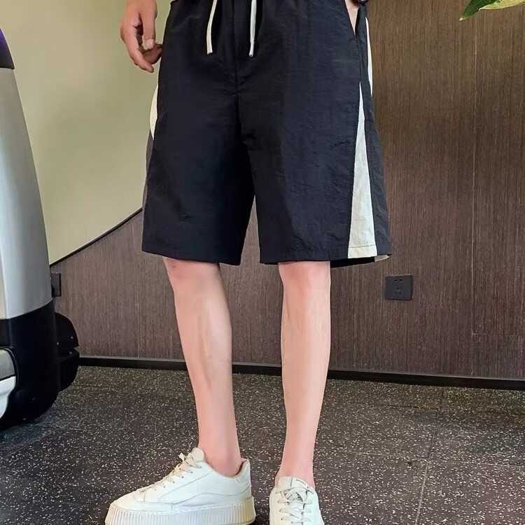 2024 Thin Quick Drying Beach Pants Summer New Style Trendy Brand Splicing Loose Shorts Mens Outerwear Pentagram Pants W250212