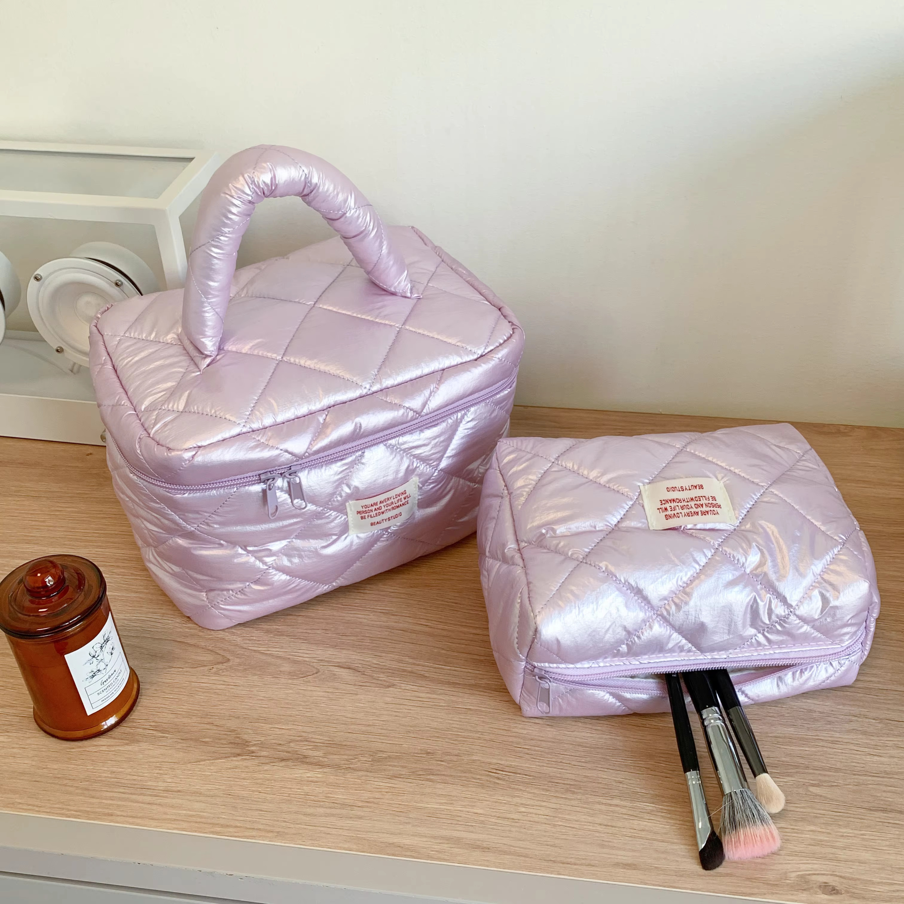 Women's gge Handheld Makeup Bead Light Color Advanced Sense Wash Girl Travel Storage Bag swissmilitary