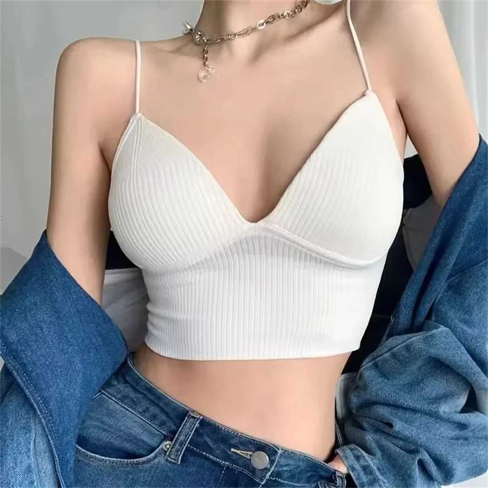 Women Sexy Crop Tops Bra Tube Top Fe Streetwear Sveless Seamless Sports Bra Crop Camis Top Tee Bandeau Top Basic TankXJ250212