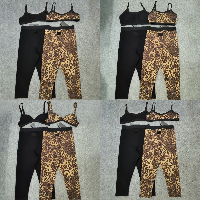 Brand Leopard Print Yoga Set Designer Tank Tops High Waisted Pants Suit Women Sports Leggings Push Up Bra Outfit Summer Gym Sportswear Tracksuits