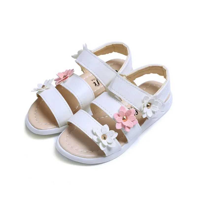 Sandals Girls Sandals Gladiator Flowers Sweet Soft Children Beach Shoes Kids Summer Floral Sandals Princess Fashion Cute High Quality H250212