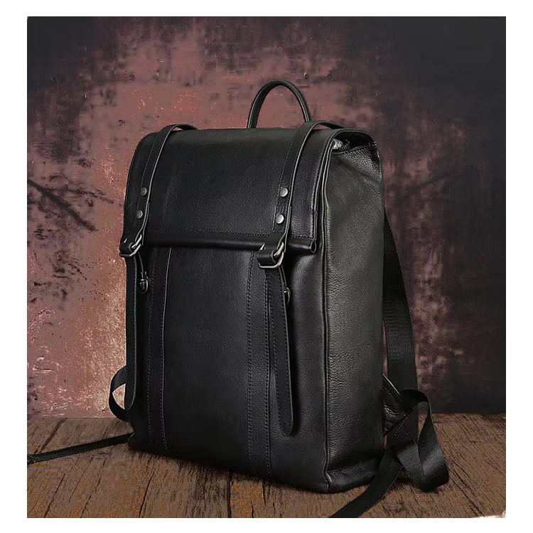 Relwaver Men Women Genuine Leather 2025 Spring Big Capacity Travel Black Cover Business Backpack