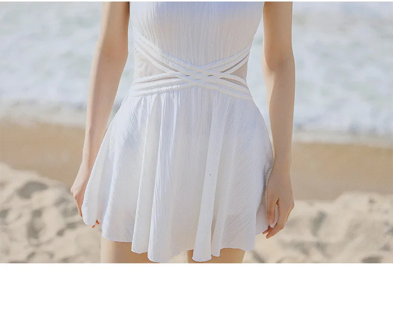 Korea Style Women One-piece Swimsuit Hanging Neck Sweet Swimwear Sexy Beach Wear Swim Suit 250210