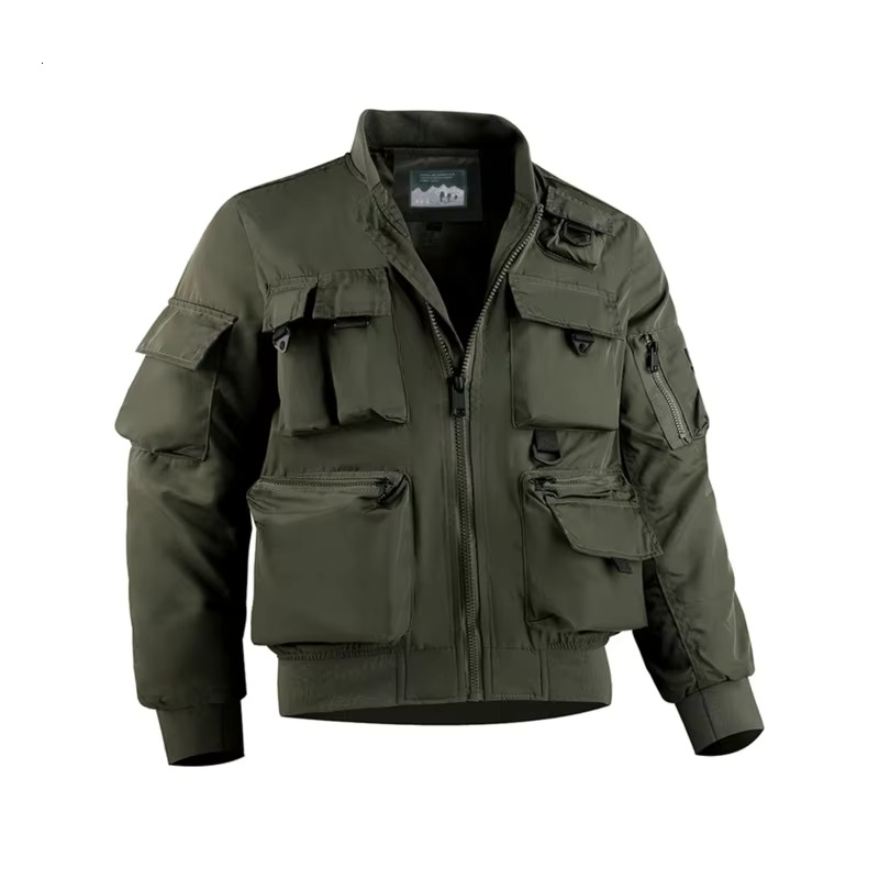 Spring And Autumn Men's New Multifunctional Military Off-Road Jacket Multi-Pocket Simple Solid Color Casual