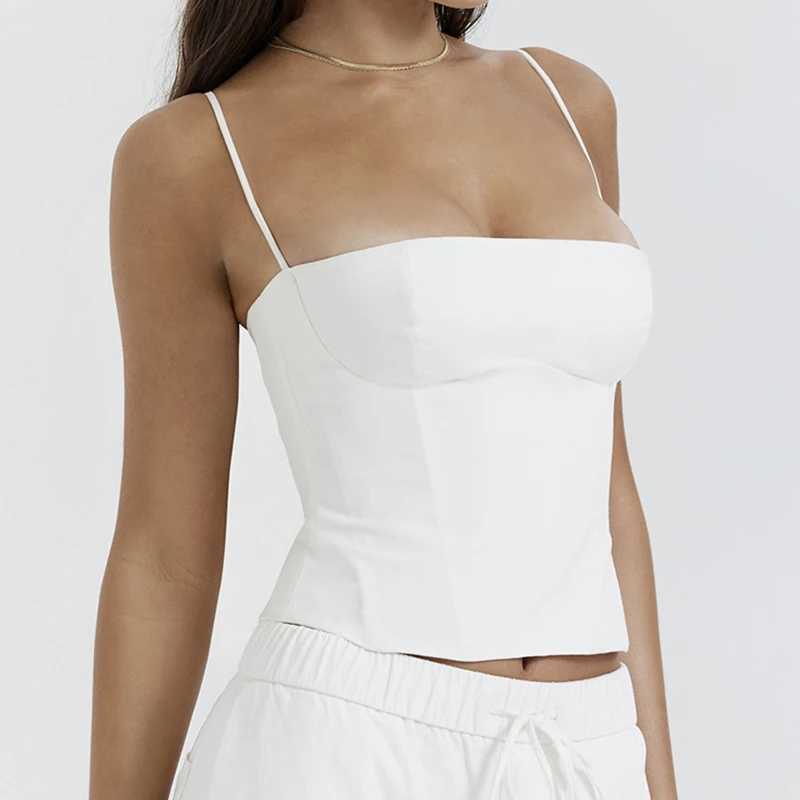 Summer Backless Zip Up Bustier Crop Tops Ele Vintage Skinny Corset Tank Tops Y2K Women Chic Spaghetti Strap Camis ClubwearXJ250212