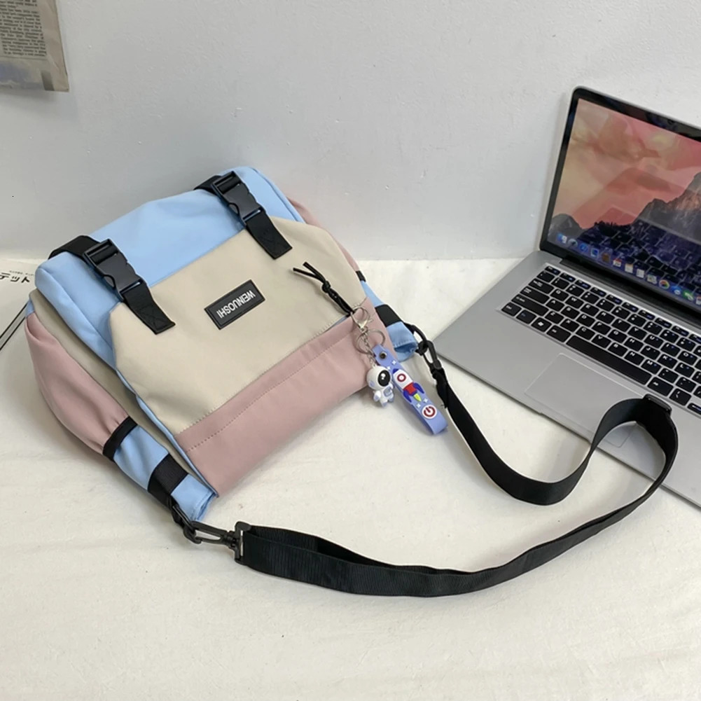 Unisex Student Messenger Bag Large Capacity Flap Crossbody Bag Stylish Nylon Satchel for College Travel and Business 250207