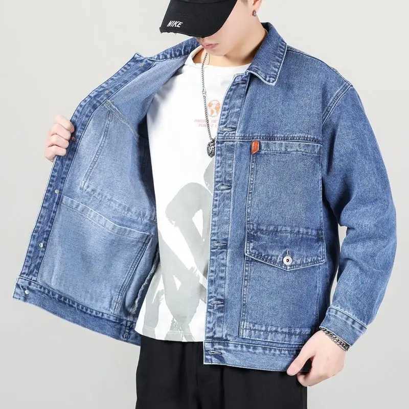 Jeans Coat for Men Overcoat Black Denim Jackets Man Punk with Embroidery Loose Fashion Large Size Lxury Worn Washed Designer G L X250213