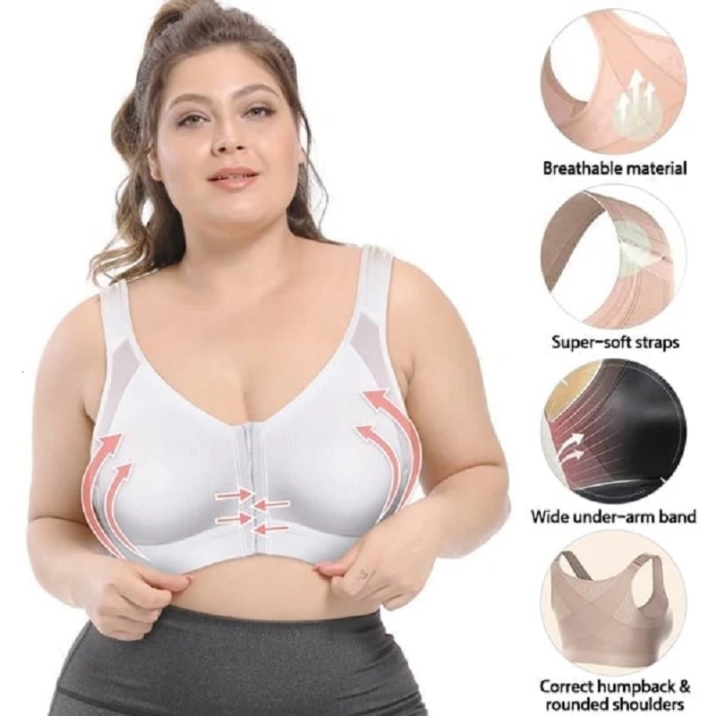 Womens 18 Hour Frontclose Wireless Bra Front Clre Posture Full Coverage Back Adjustable Support Everyday Comfy Unpadded 250122