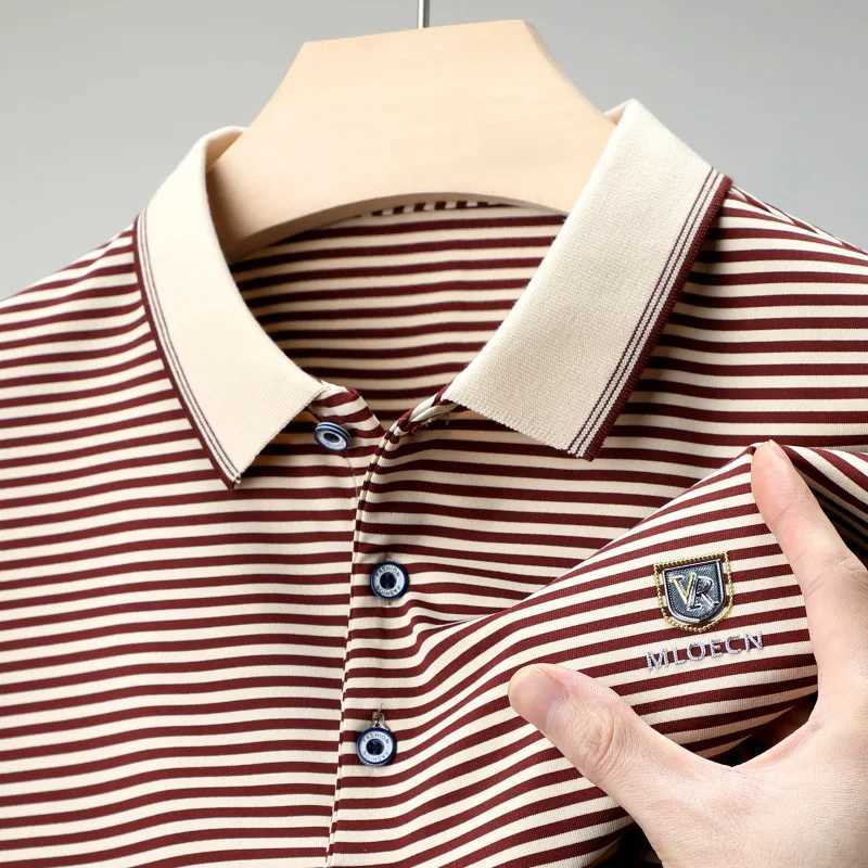 Cotton short sleeved T-shirt for mens summer new lapel striped printed loose dads polo shirt X250213