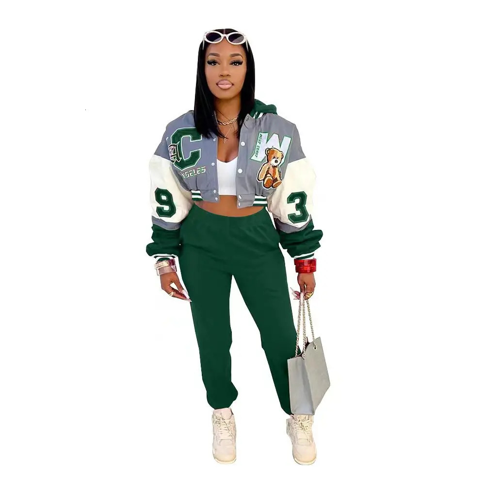 Stylish Casual Baseball Cap Pocket Printed Jacket Harajuk Hip Hop Streetwear Baseball Uniform Jacket Women 250213