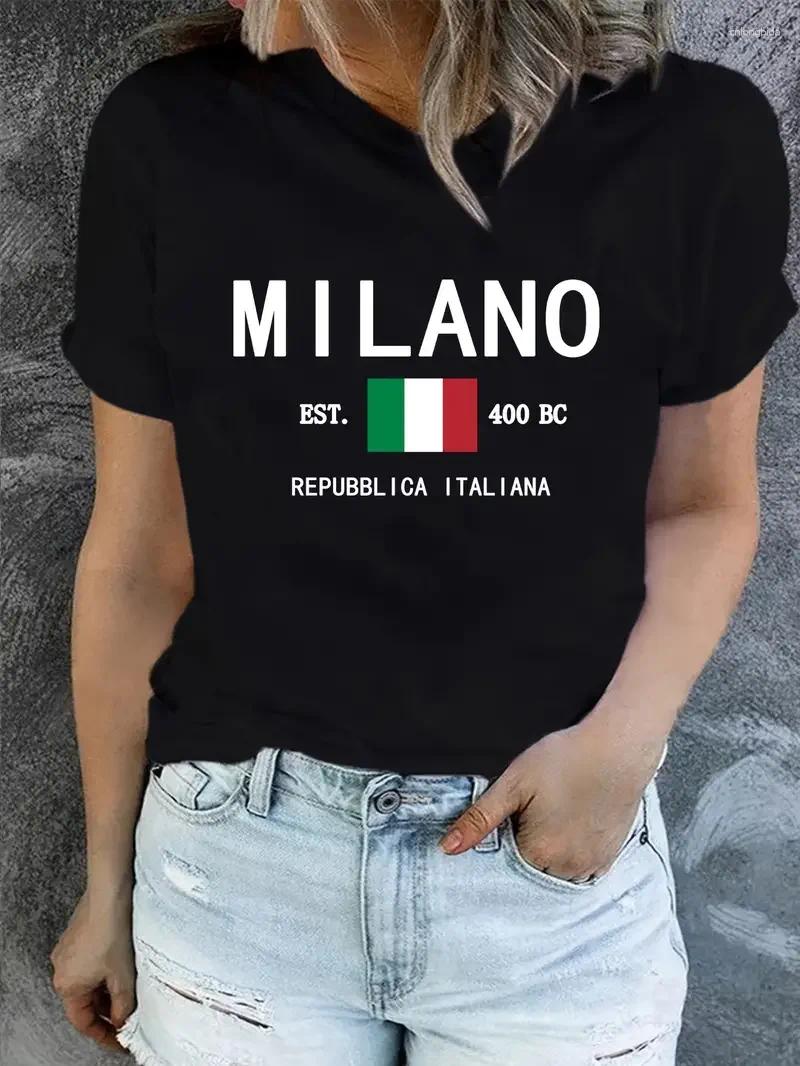 Womens T Shirts Italy Trend Summer Womens Cotton Print Streetwears Oversized Hip Hop Fashion Tees Cool Unisex Shirt