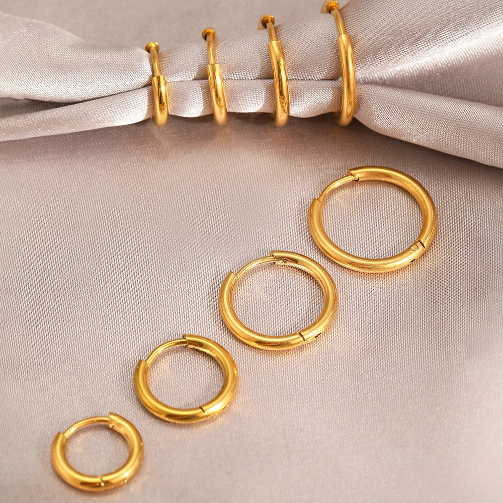 Stainless Steel Earrings 4Pairs8Pcs Scriptures Simpler Smooth Circle Suits Small Hoop For Women Jewelry Fashion Gifts 250210