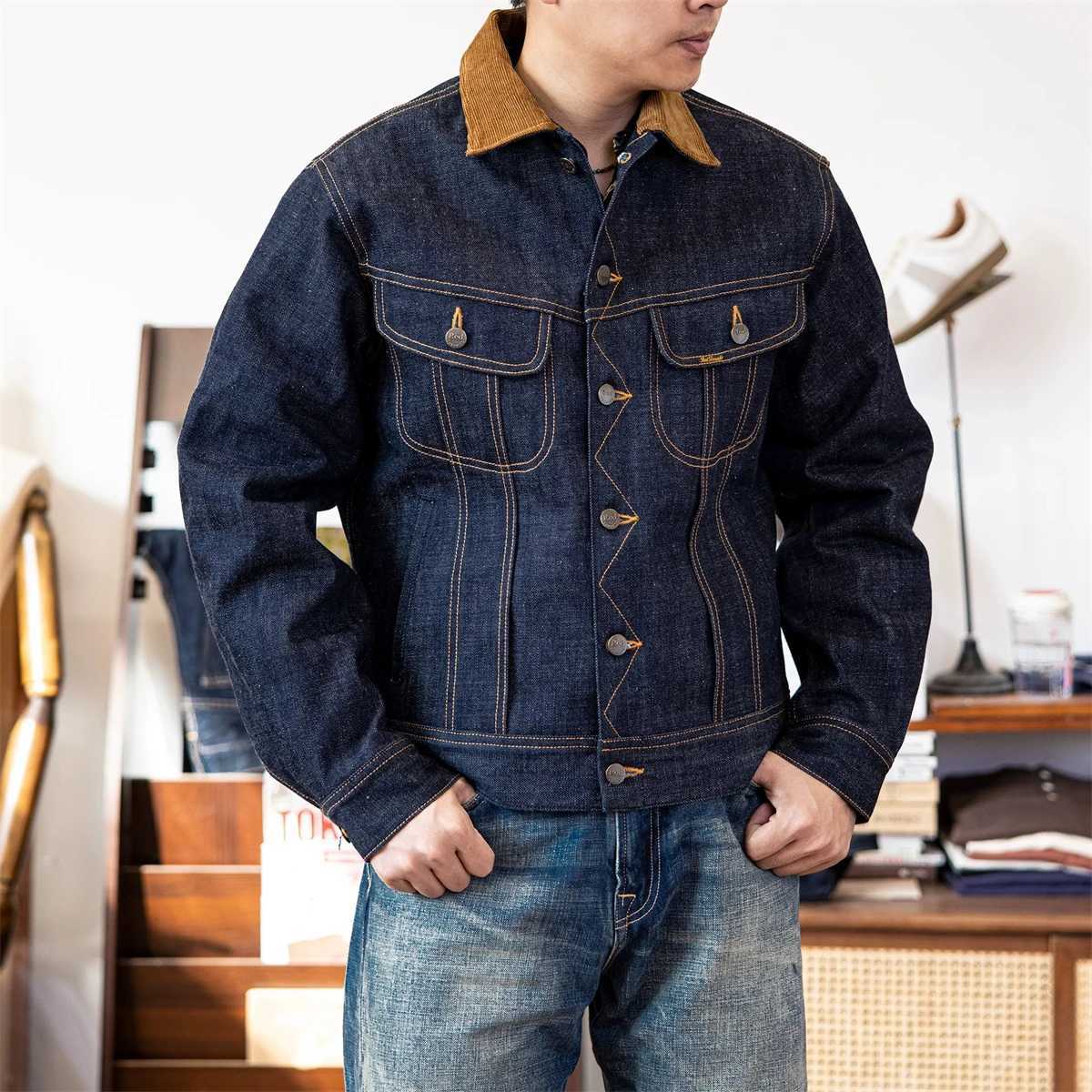 Red tornado blanket lined denim jacket 18 ounce half sleeved denim shorts for men X250213