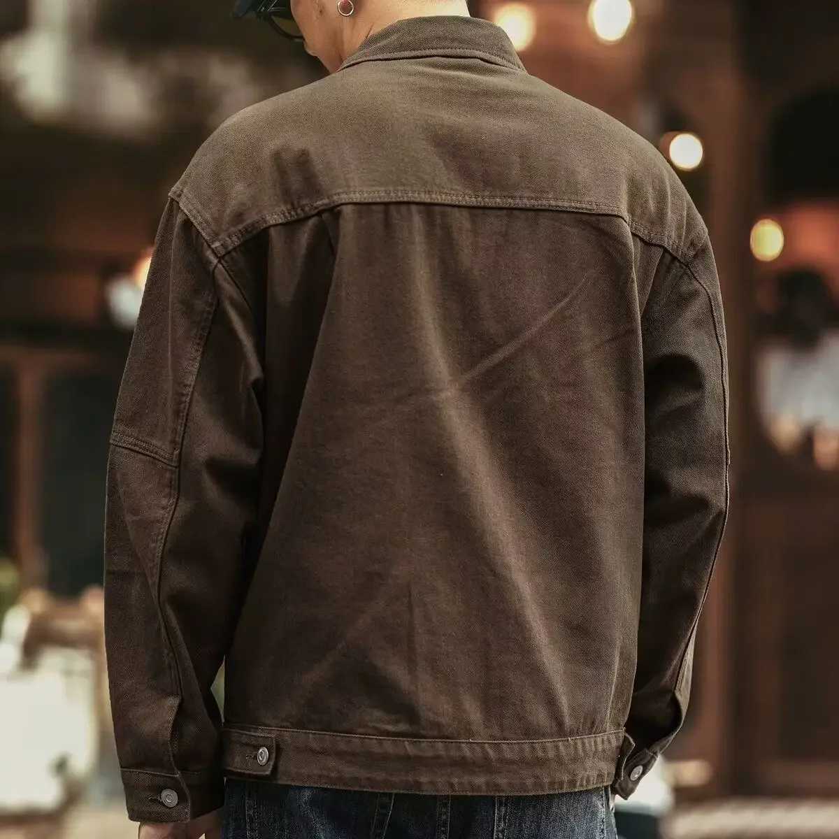 Denim jacket mens fashion denim jacket retro autumn fashion Y2k casual aesthetic brand Japanese retro Korean mens clothing X250213