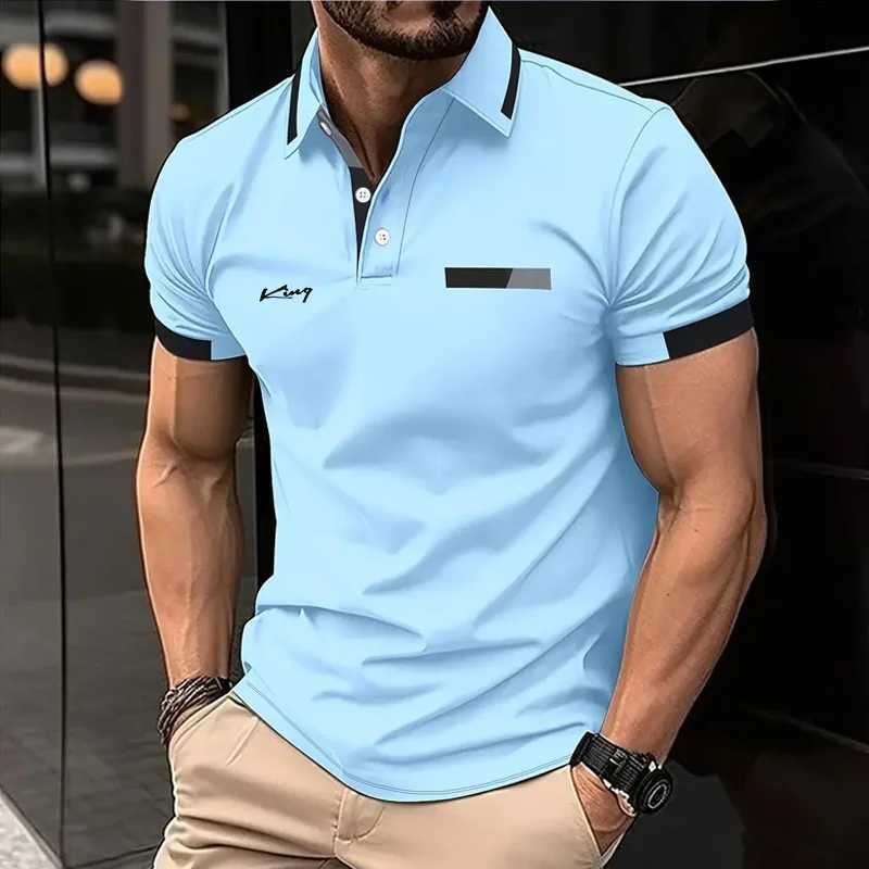 Color Block Mens Striped Short Sleeve Lapel Polo Shirt For Summer Outdoor Mens Clothing X250213