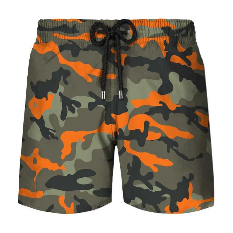 Camouflage Graphic Beach Shorts Men 3D Camo Gothic Skull Printed Swimming Trunks Sohier Army Veteran Military Fashion Short Pants Z260314