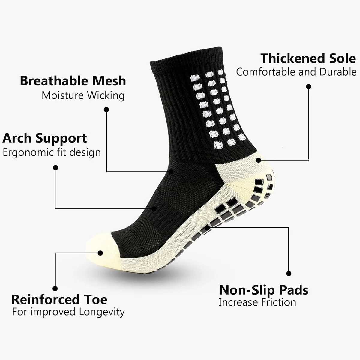 2 Pairs Non Slip Football Socks+2 Pairs Knee Pads Calf Sleeves Men Women Breathable Running Soccer Cycling Sports SocksXJ250213