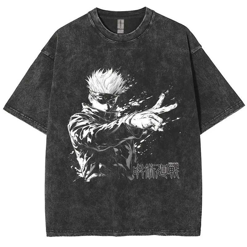 Anime Jujutsu Kaisen Gojo Satoru T Shirts Washed Men Women Cotton Harajuku T-Shirts Ryomen Skirts Retro for Men Women Tops Ts X250213