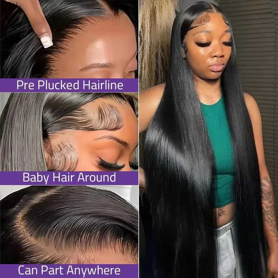 200% Density Raw Vietnamese Hair 13X6 13X4 HD Lace Frontal Wigs Bone Straight 36 Inch 5X5 Glueless Wig Human Hair Ready To WearXJ250213