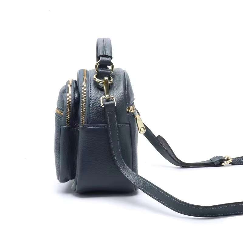 Genuine Leather Fashionable Simple Messenger Bag New Versatile Cowhide One Shoulder Handheld Round Multi Tier Small