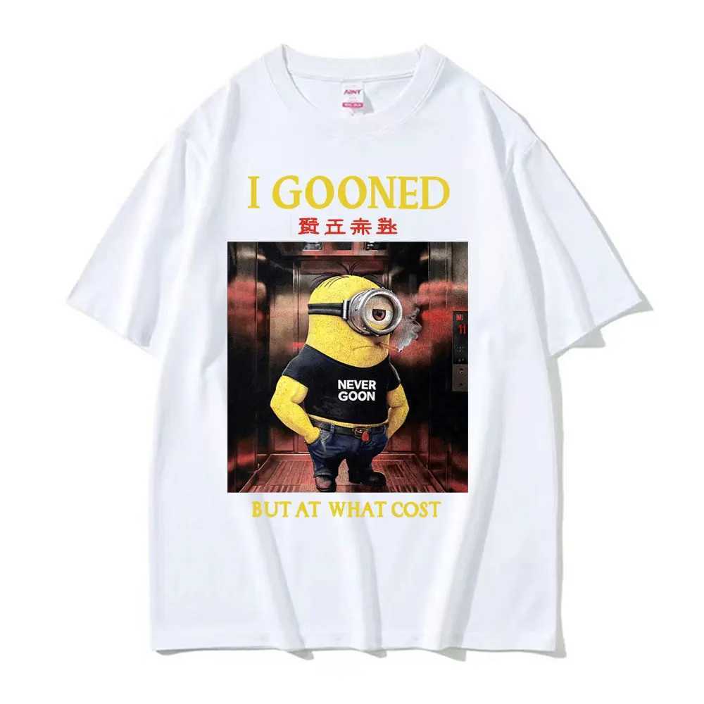 I Gooned But At What Cost Funny Meme T-shirts Casual Cotton Short Slve T-shirt Men Women Oversized Japanese Strtwear T Shirt X250213