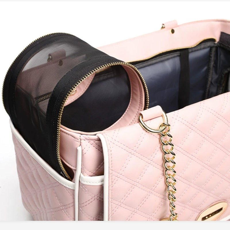 Fashion Dog Carrier Handbag for Puppy with 2 Super-Large Pockets, Holds Up to 10lbs PU Leather Pet Carrier, Cat Carrier, Airline Approved Puppy Purse 