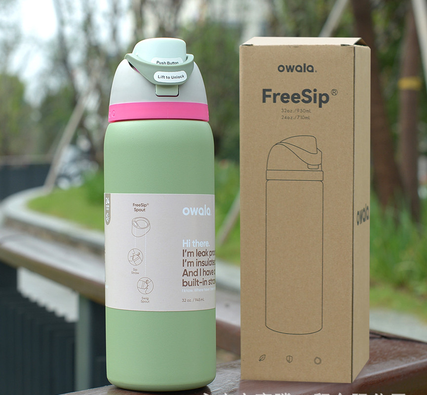 Owala Cat Design Cup Vacuum Flasks Thermoses Water Bottle Drinkware Thermo Tumbler Stainless Steel Thermal Mug Original Cold Coffee 24Oz 32Oz 0218