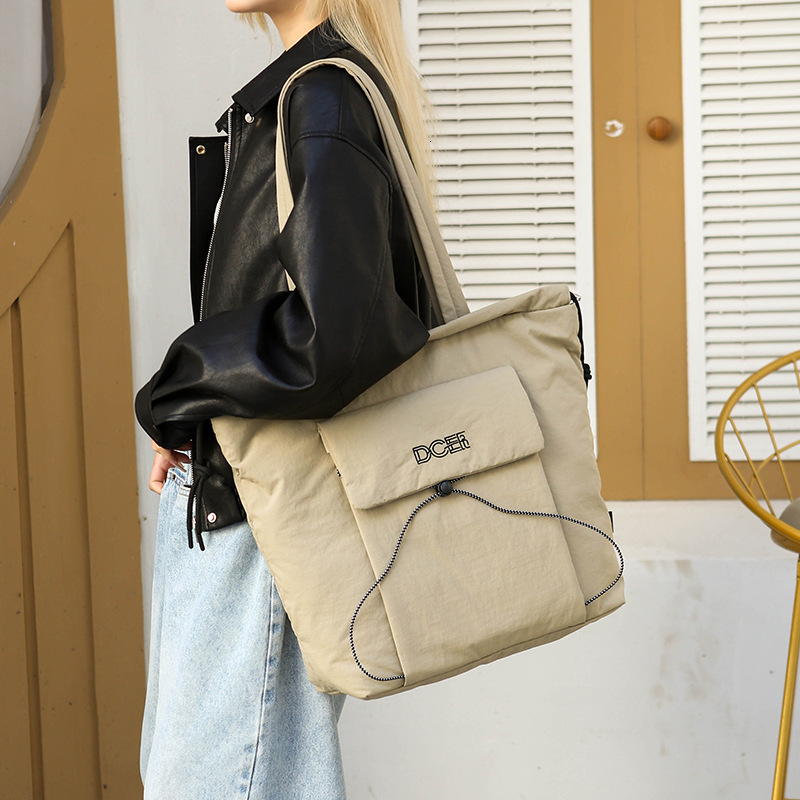 Bag New Drawstring Cotton Shoulder Lightweight Waterproof Tote Bag, Class And Commuting, Large Capacity Yoga Bag For Women