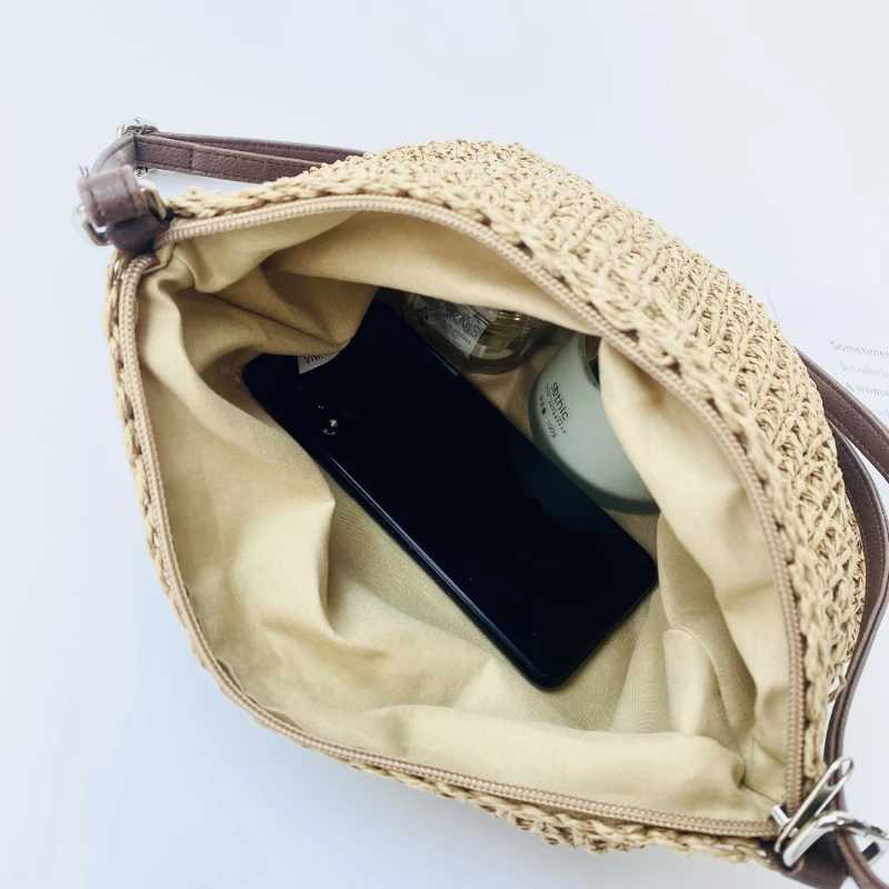 Womens Summer Str Crossbody Bag Wen Beach Holiday Shopping Woven Shoder Handbag Messenger Purses For Wen Bags Y250212