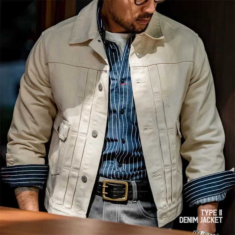 Maden Retro Jeans Jacket Mens American Denim Coat Cotton 100% Slim Fit Outwear Fashion Streetwear Quality Vintage MenS Clothing X250213
