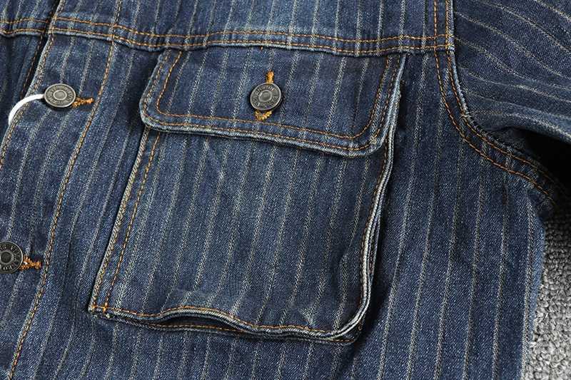 Autumn And Winter New American Retro Mens Striped Washed Old Casual Denim Jacket Fashion Loose Casual Coat X250213
