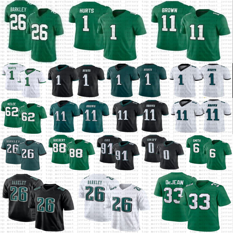 Saquon Barkley Football Jersey AJ Brown Jalen Hurts Jason Kelce Jalen Nolan Carter DeVonta Smith Darius Slay Jr Goedert Brandon Graham Brian Dawkins