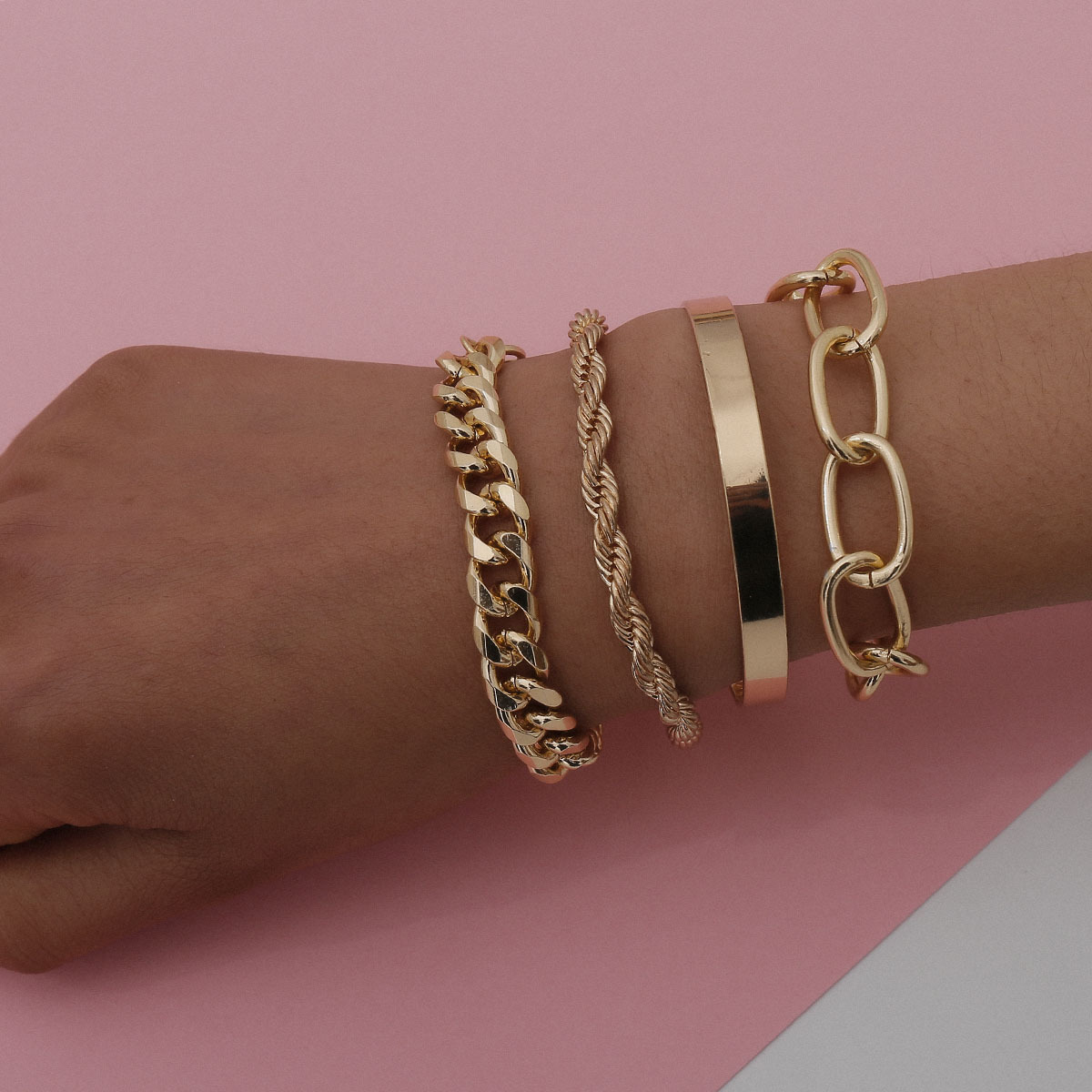 Woman Jewelry smooth C-shaped mixed Fried Dough Twists simple thread exaggerated O-shaped chain fashion bracelet