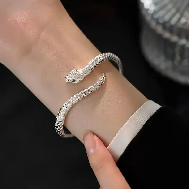 Year of the Snake 925 Silver Bracelet Womens Bracelet Jewelry Fashion High-end Personality Open Bracelet 250208