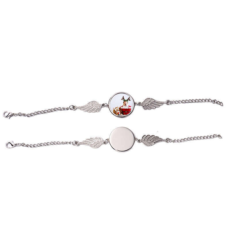 Angel Wings Round Heart Bracelet Heat Transfer Printed Blank Handicraft Jewelry