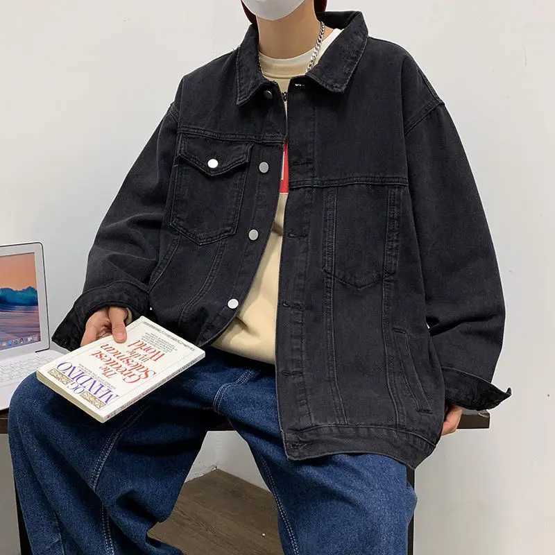 Denim Jacket Mens High Street Trendy Brand Loose Workwea Casual Versatile Lapel Couple Tops X250213