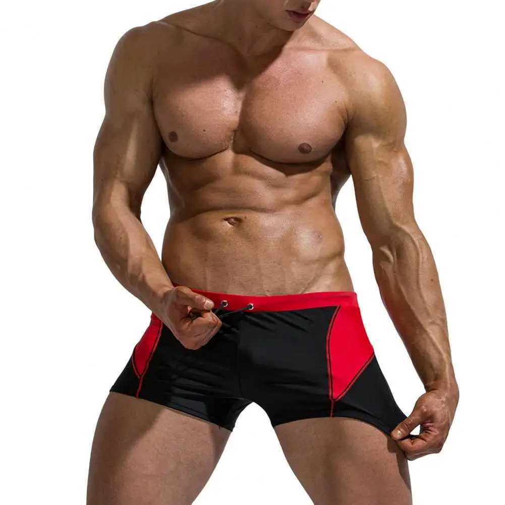 Plus Size Men Trunks Quick Dry Slim Contrast Color Bathing Boxers Surfing Water Sports Swimming Shorts Z260314