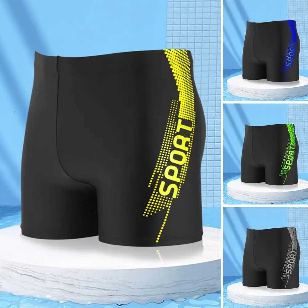 Fashion Men Plus Size Swimming Trunks Elastic Waistband Slim Fit Male Printing Bathing Suit Shorts Z260314