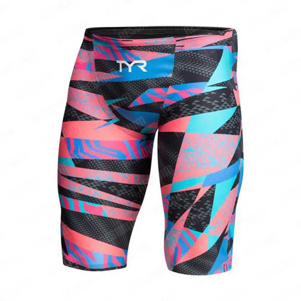 Summer Mens Swim Jammer Swimsuit Print Tights Swimming Trunks GYM Training Pants Quick Dry Diving Beach Surfing Shorts X Z260314