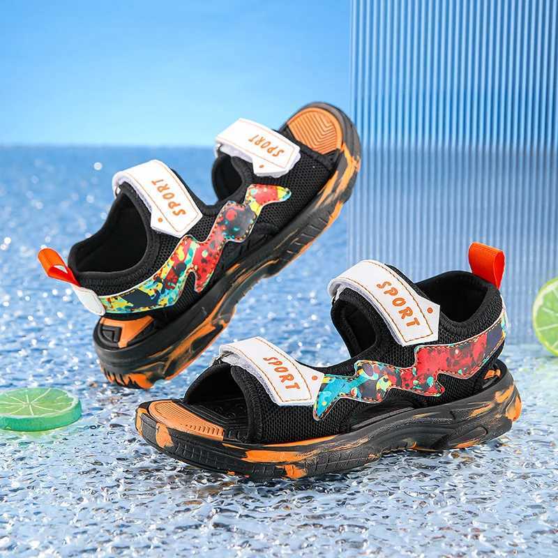 Sandals Children Boys Shoes Beach Sandals Non-Slip Summer Flat Shoes Lightweight Childrens Flat Sport Sandals Fashion Outdoor Shoes H250212