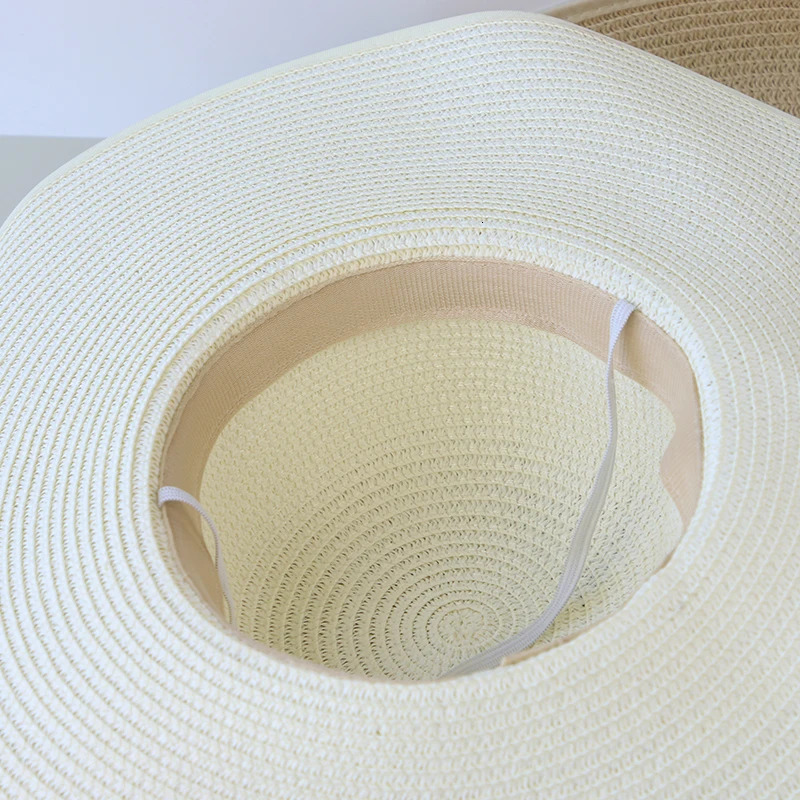 Summer Women Straw Hat Bowknot Wide Brim Floppy Panama Hats Female Lady Outdoor Foldable Beach Sun Cap 250118