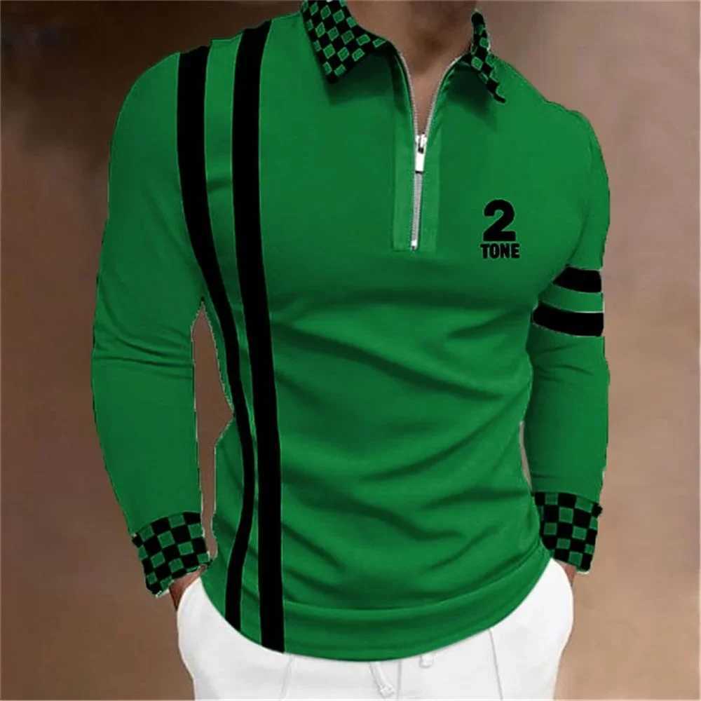 Mens Polo Shirt Shirt Plaid Prints 3D Print Long Sleeve Zipper Clothing Apparel Sports Fashion Streetwear Designer Tops X250213