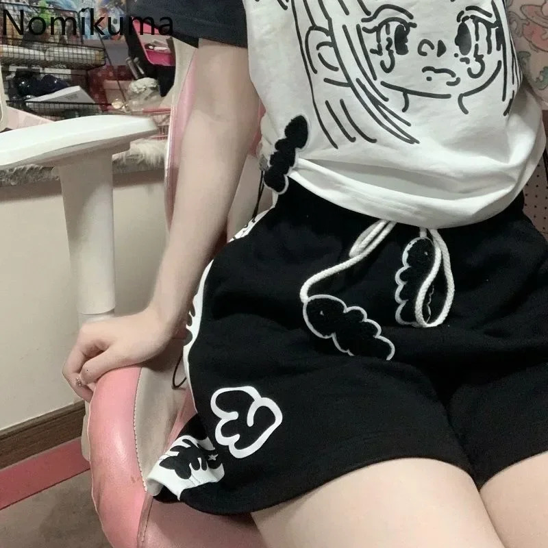 Shorts for Women Kawaii Women Clothing Japanese Summer Short Pant Print Drawstring Casual Y2k Pants Fashion Bottoms 250210